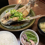 Washoku Ougiya - 日替わりランチ　飛び魚の唐揚げ