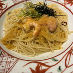 先斗入ル - 紅ズワイガニと海老と本からすみのペペロンチーノ