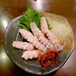 魚のてらさか - 寄島産シャコ酢（￥580）身がプリプリ！ 酢で食べるのは初体験だが、シャコの甘さがが引き立つ！ これは岡山ならではの贅沢