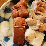 宇ち多゛ - アブラ少ないとことレバボイル1本ずつ お塩 です