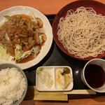 Maruhashi Souhonten - 焼肉とごはん，冷そばセット(ごはん小盛り，そば大盛り)