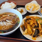 台湾料理 味源 - 日替りセット（麻婆茄子+醬油ラーメン