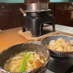 銀座ろくさん亭 - カレーうどん＆帆立ととうもろこしの炊き込みご飯
