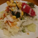 ナワブ - 2022.07#1・Mutton Kolhapuri の Salad、僕向けかもしれない、ドレッシングはシーザーとニンジンのあいがけ