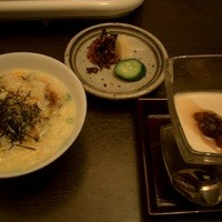 四季の味ちひろ - 雑炊の前のお鍋の写真は撮れてません！！！雑炊・香の物、、、和三盆のパンナコッタ。香の物は少し食べた後に撮影。雑炊は仲居さんが作って下さいました。