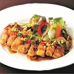 6．鶏肉の唐揚げ、香味ソース