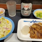 松屋 - カルビ焼肉ビールセット＋納豆＝990円也