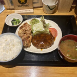 おひさまげんき食堂 - にくxデミハンバーグ定食 (1000円)