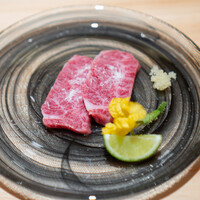 江戸焼肉 - ハラミ刺し  すだち 塩