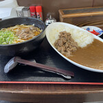 元気うどん - スジ肉うどん　と　スジ肉カレー