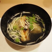 うを徳 - お椀（長良川 鮎 塩焼き + 京都 青茄子）