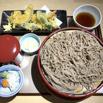 Juuwari Soba Rifuan - 田舎もりそば（税込638円）＋天ぷら（税込220円）