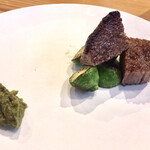 37+1 - 大和牛のヒウチ〜万願寺唐辛子のペースト、南瓜