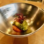 37+1 - 南瓜の花に詰めた鱧〜トマトのペースト