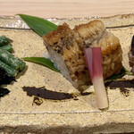 味ひろ - [前菜]
      茄子のうてな、隠元胡麻和え、鱧寿司、蛸