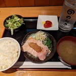 鶏焼肉のんき - 冷やし鶏定食（おろしポン酢）¥800-