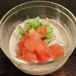 Tsuchiya - ・蕎麦1 : 胡桃蕎麦 胡瓜とトマト添え