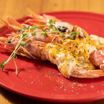 Red shrimp thermidor (gratin style)