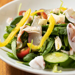 Italian Cuisine salad with colorful vegetables and Seafood