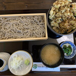 藤かけ - ランチ　あさりかき揚げ天丼と蕎麦のセット　1,100円