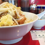 ラーメン二郎 - 汁なし半分＋ニンニク多め＋青ネギ海苔