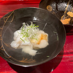 銀座 しのはら - オコゼ　焼き餅　焼きネギ　お椀