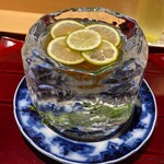 銀座 しのはら - 酢橘蕎麦　鱧の天ぷら　氷の器