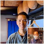 たでの葉 - ご主人の小鶴氏と女性スタッフさんに写真掲載許可をいただきました。
      炭焼き場を囲み焼き上がりを待つのがこちらでの楽しみでもあります。
      夏の鮎が特に素晴らしかったです！
      次回もよろしくお願い致します。