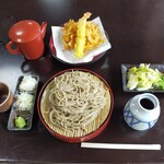 根橋屋 - ざるそばとエビ＆かき揚げ