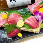 Assortment of five types of bluefin tuna