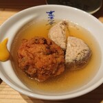 Nakakechou Senta-Gai Oden Kouzou - 桜海老と夏野菜のさつま揚げ、しいたけ肉づめ