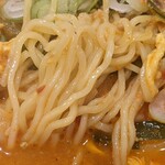 Hidakaya - 麺はこんな感じ
                        安い店にありがちな麺かも？
                        麺自体美味しくないし担々麺との相性もハテナ