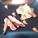 江戸前穴子のグリエとロメインレタスを詰めたヤリイカのファルシー