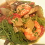 ローザネーラ - B：青海苔入りの手打ちパスタ　海老と蕪のトマトオイルソース