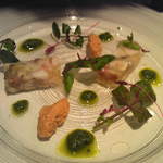 ローザネーラ - B：あんこうのテリーヌ　あん肝のペーストとバジルソース