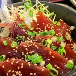 Hokkatsu Maguroya - カツオ漬け丼とメカジキハーモニカ煮付け（税込1,500円）
