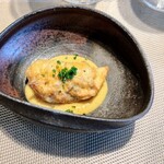 La Brianza - 真鯛フリテッレコーンポタージュソースシブレット。トウモロコシの甘みしっかりふんわりフリテッレ