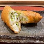 御料理 寺沢 - 菱蟹の身と香豆の春巻