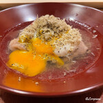 御料理 寺沢 - 卵黄を絡めいただきます