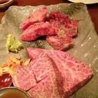 和牛焼肉KIM - 左上から横へ。中落ちかルビ、ハラミ、ヒレ、カタシン