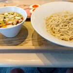 宍道湖しじみ中華蕎麦 琥珀 - 宍道湖しじみつけ蕎麦 1,200円、特製トッピング 400円、大盛 150円 ♪