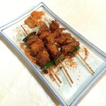 盤古茶屋 - ５００円セットの串焼き（これに生ビールがついて５００円です）２０１３年３月