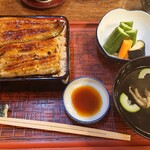 萩栄 - (うなぎの大きい方) うな重 (きもすい付) ご飯大盛り  3,630円