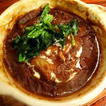 Beef stew with demi-glace sauce containing Cow tongue