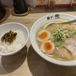 麺や佑 -  鶏×魚×豚味玉ラーメン&高菜ご飯