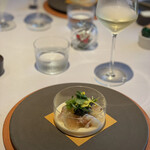 Restaurant Le Proust Miura - 魚介のジュレと長芋の冷静ロワイヤル　クリスタルキャビアとハーブのサラダ。