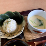 Sumiyaki Koubou Shin - ポテトサラダ、茶碗蒸し。