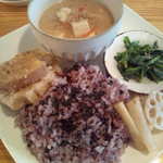 Aランチ、車麩の竜田揚げ