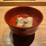 とり茶太郎 - 白茄子と一黒しゃも胸の揚げ出汁