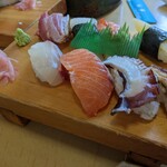 鳴門ト - 2208_鳴門_上握り@1,400円_鮪、穴子、サーモン、烏賊、蛸、縞鯵、数の子、海老